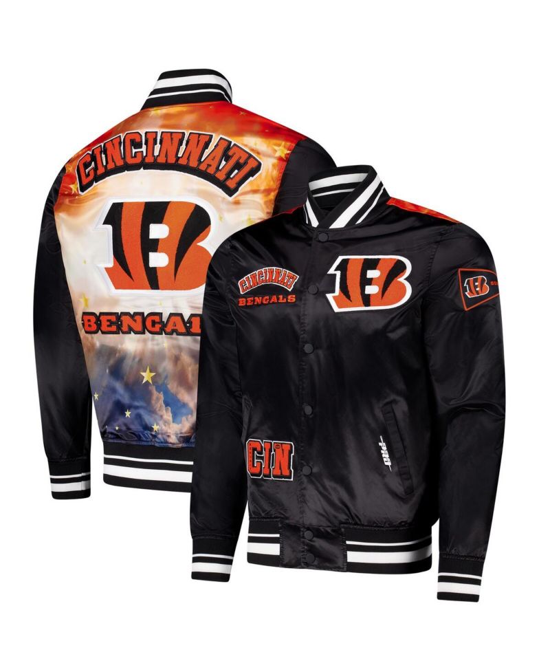 Men's Black Cincinnati Bengals Sublimated Satin Full-Snap Jacket