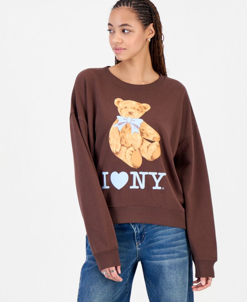 Juniors' I Love NY Bear Fleece Crewneck Sweatshirt