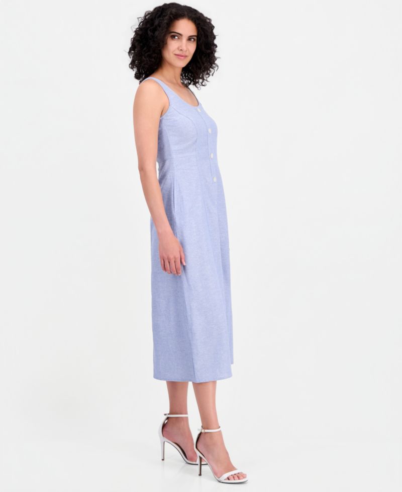 Petite Button Detail Sleeveless Tank Dress