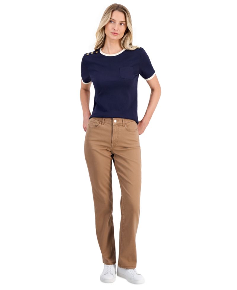 Women's Bay Sateen Straight Mid-Rise Pants