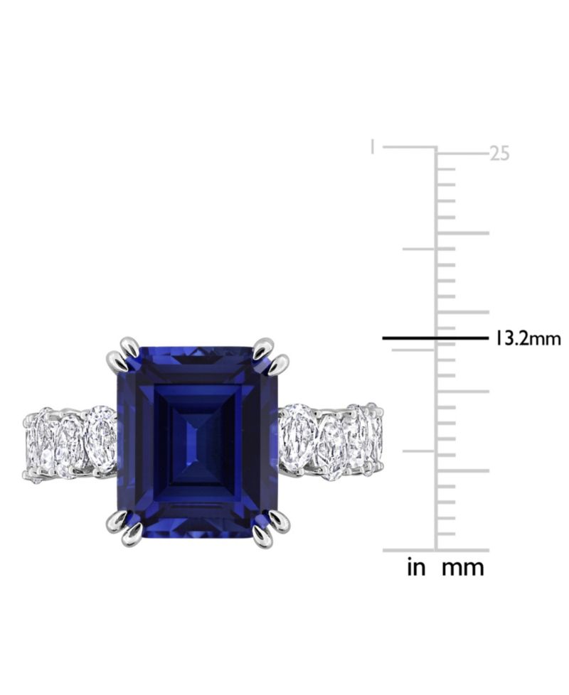 Lab Grown Blue Sapphire (5 ct. t.w.) & Lab Grown White Sapphire (2-1/5 ct. t.w.) Ring in Sterling Silver (Also Available in Ruby)