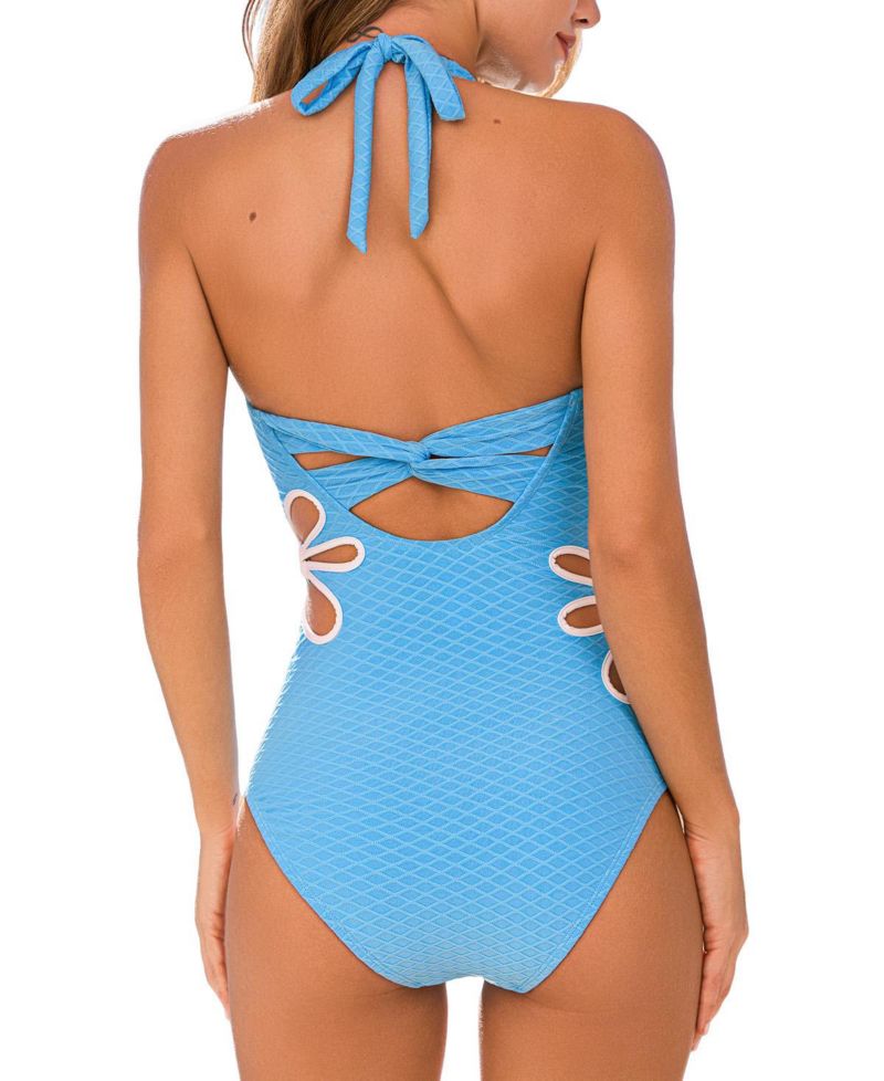 Women's Halter Cutout Floral One-Piece Swimsuit