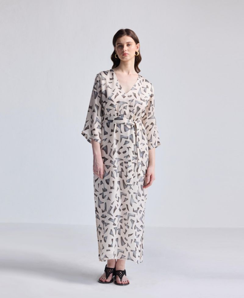 Women's Maxi Dress with Side Slits in Mosaic
