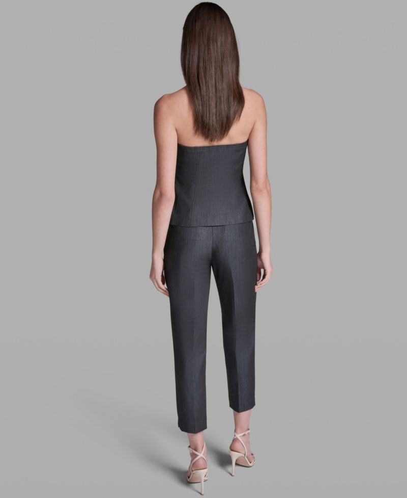 Women's Faux Denim Strapless Button-Front Top
