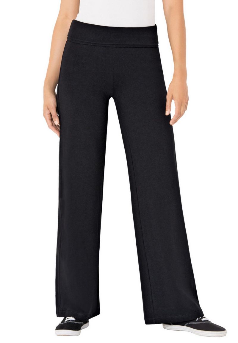 Women's Within Tall Stretch-Cotton Knit Pull-On Wide-Leg Leggings