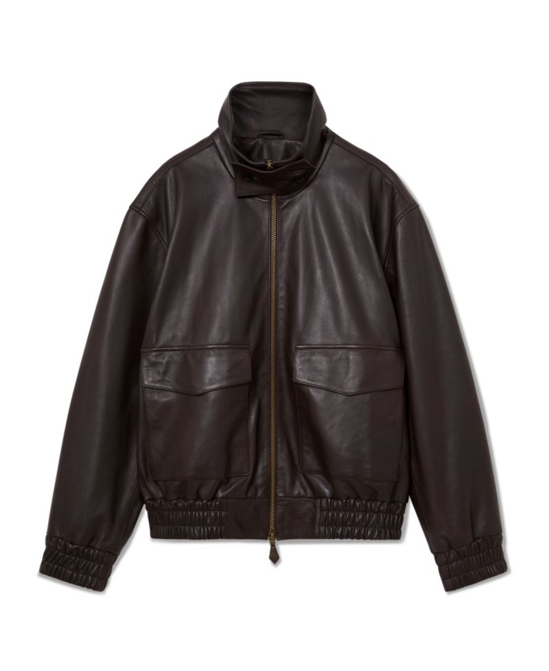 Men's Trinity Leather Oversized Funnel-Neck Jacket