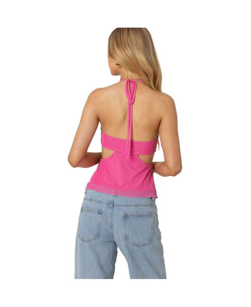 Duo cutout mesh halter top