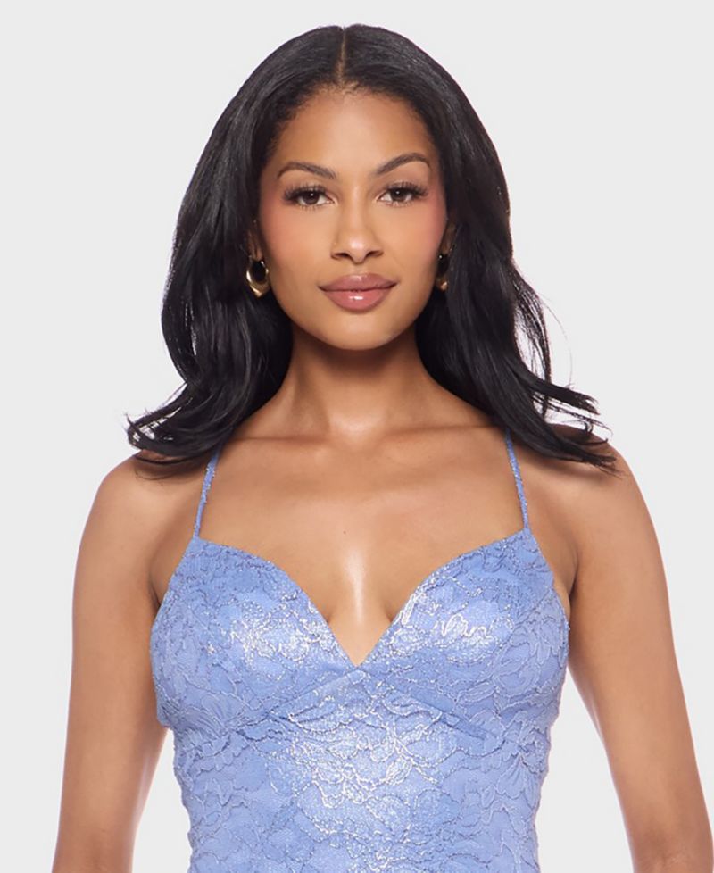 Juniors' Spaghetti Straps Sweetheart Neck Ball Gown