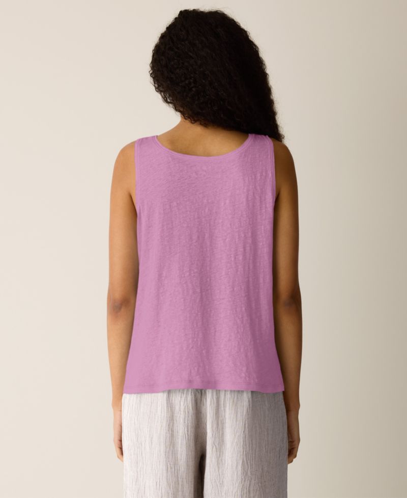 Women's Linen Scoop Neck Sleeveless Tank Top