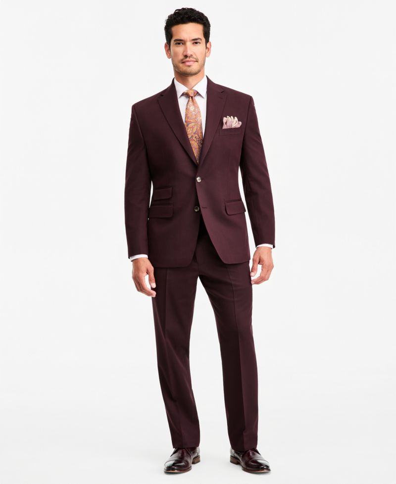 Men's Classic-Fit Burgundy Suit Separate Jacket