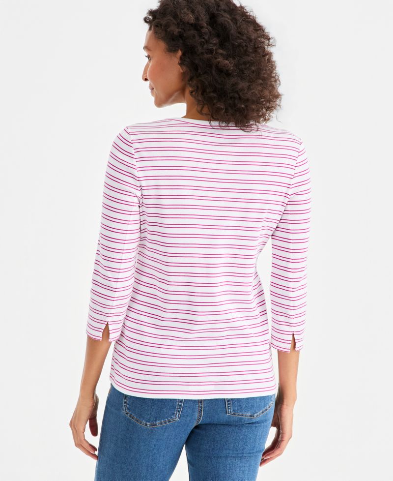 Petite Pima Cotton Boat Neck Top