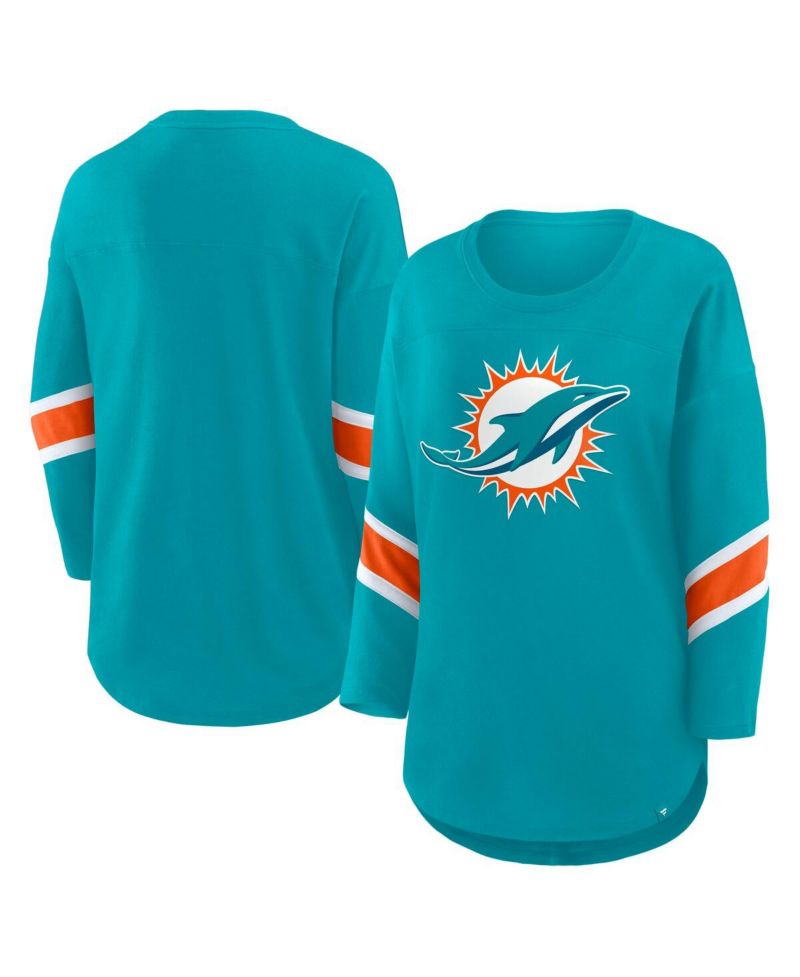 Women's Aqua Miami Dolphins Redzone 3/4-Sleeve T-Shirt