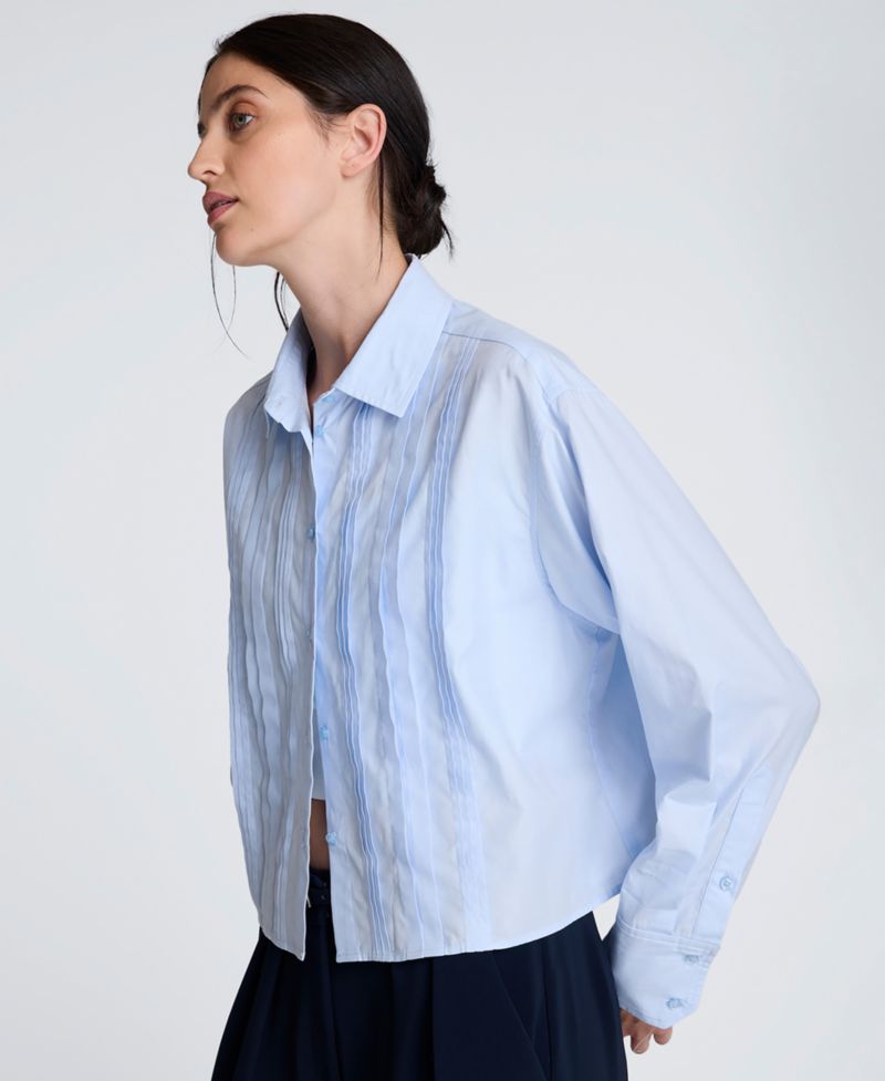 Women's Cropped Tuxedo Style Button Down