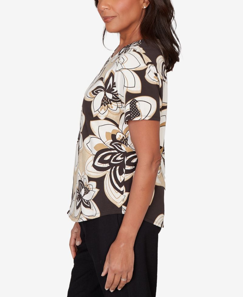 Petite Detail Driven Floral Stained Glass Short-Sleeve T-Shirt