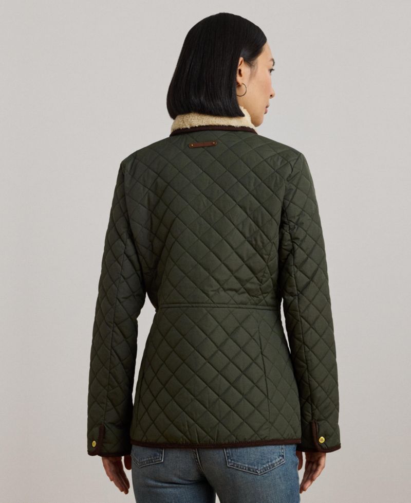 Women's Faux-Sherpa-Collar Quilted Coat