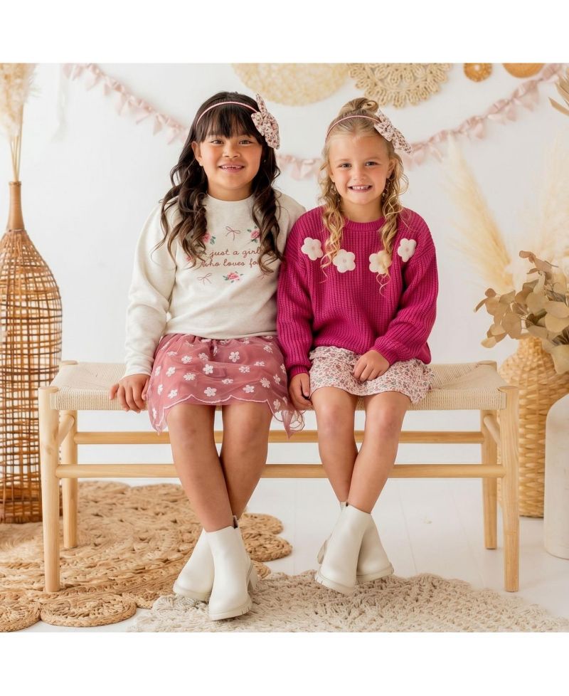 Big Girls Berry Floral Embroidered Tutu Skirt