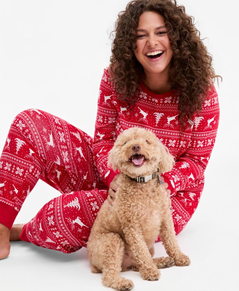 Plus Size Deer Fairisle Cotton Pajama Set