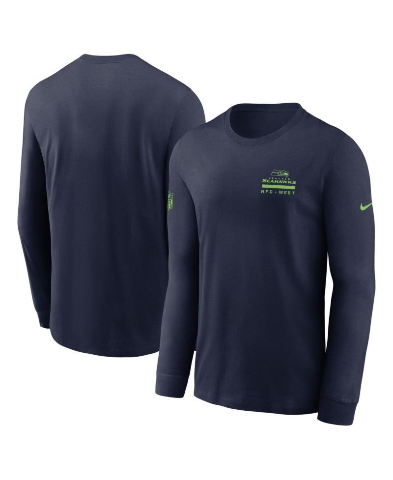 Men's College Navy Seattle Seahawks Sideline Performance Long Sleeve T-Shirt