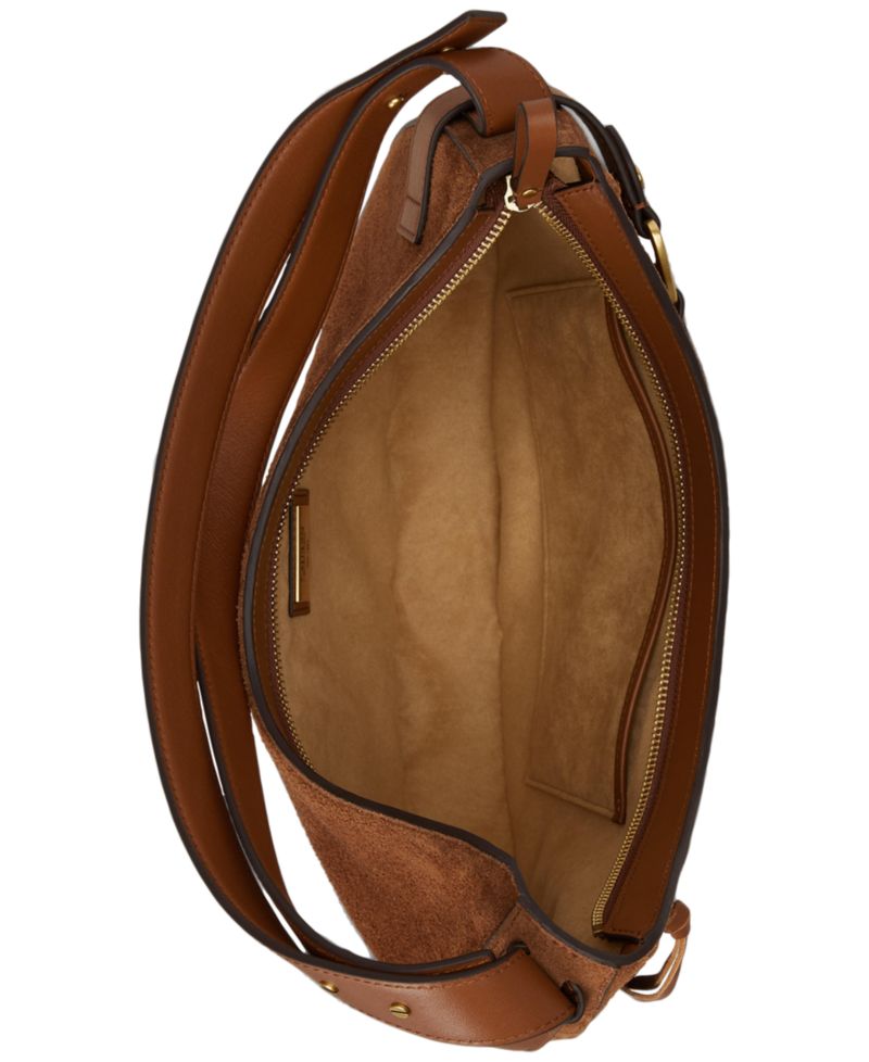 Tasha Whipstitched Suede Large Shoulder Bag