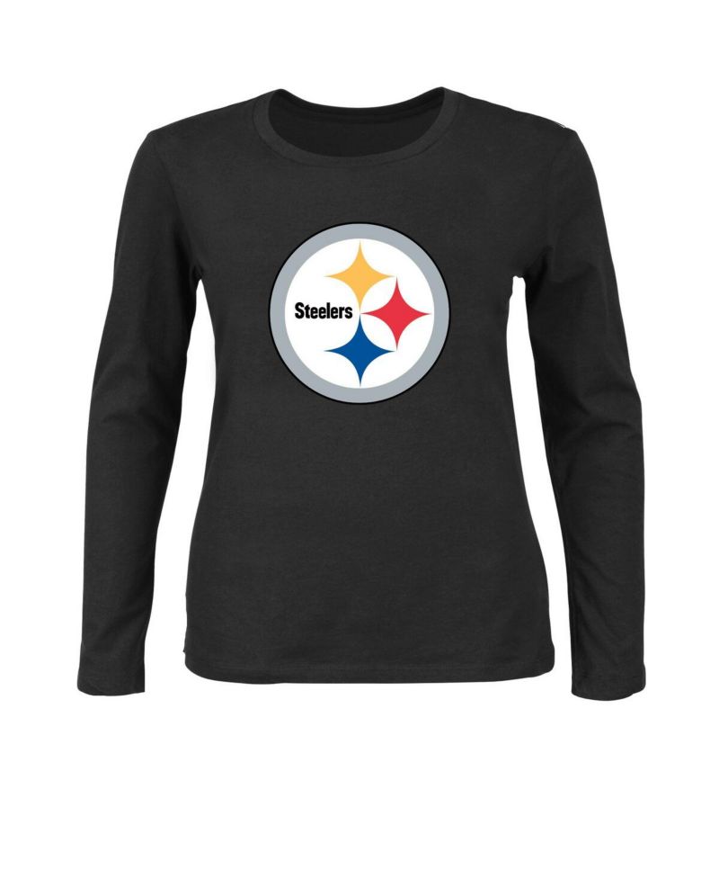 Women's Black Pittsburgh Steelers Plus Size Long Sleeve T-Shirt