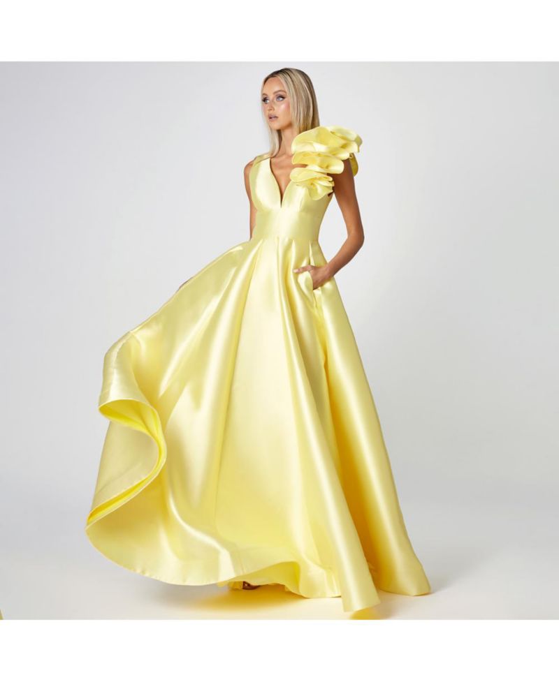 Women's Mirella V Neck Ruffle Gown