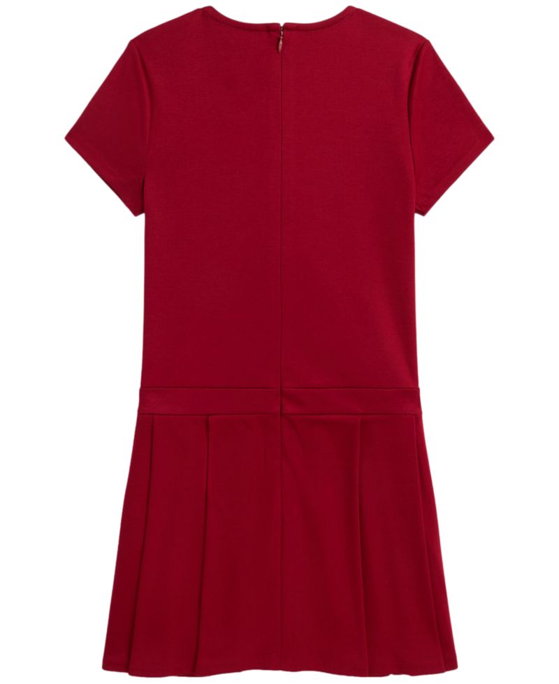 Girls' 7-16 Pleated Ponte Short-Sleeve Dress