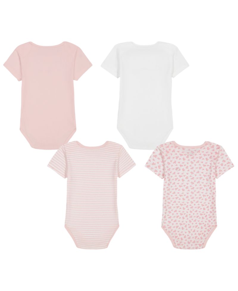 Baby Girls' Short-Sleeve Bodysuits, 4-Pack