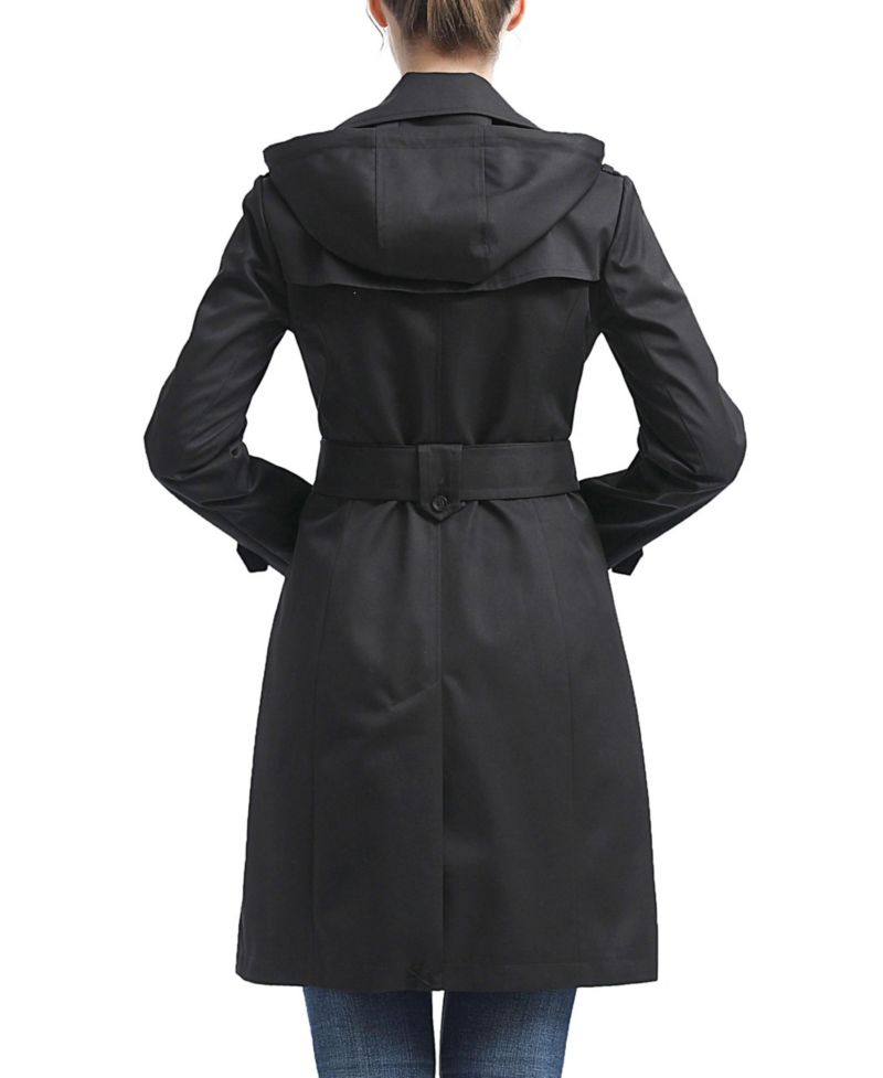 Women's Hooded Water-Resistant Trench Coat