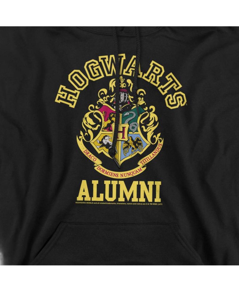 Men's Hogwarts Alumni Crest Pullover Graphic Kangaroo-Pocket Hoodie