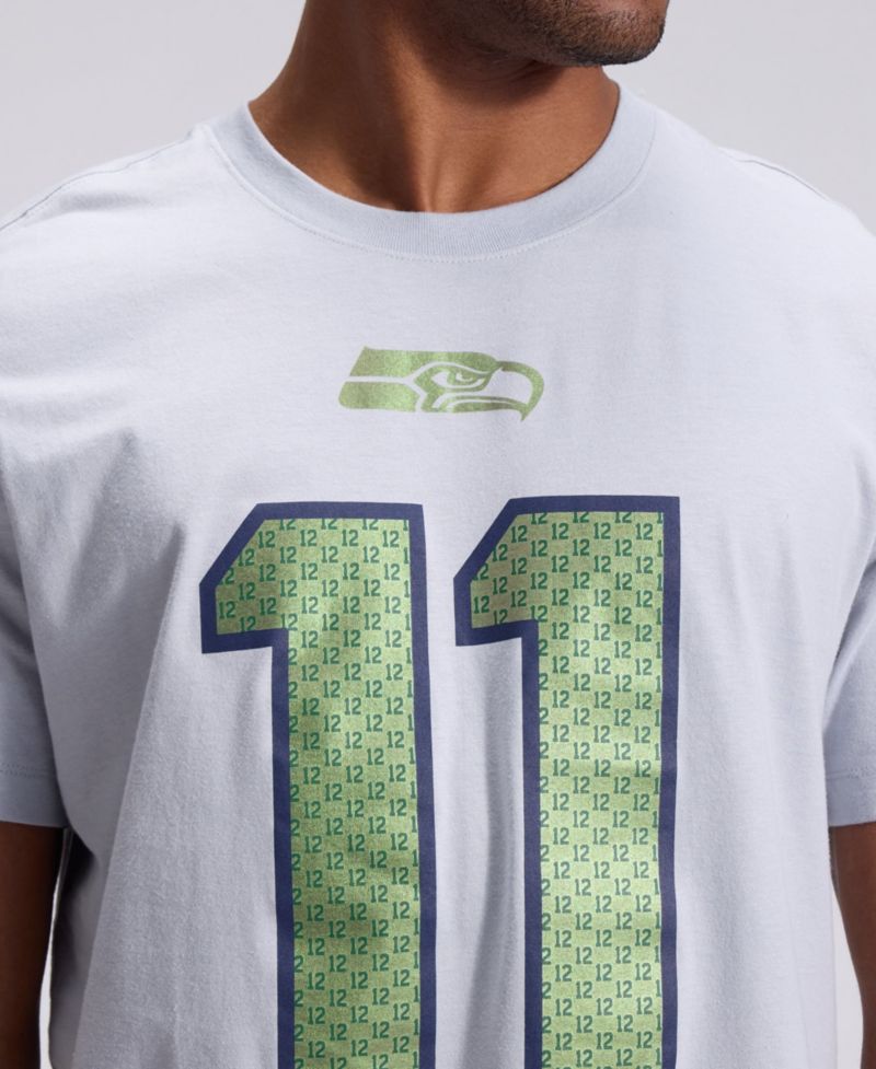 Men's Jaxon Smith-Njigba Wolf Gray Seattle Seahawks Rivalries Collection Player Name Number T-Shirt