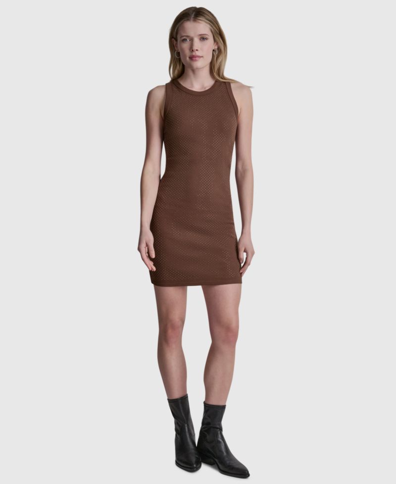 Women's Sleeveless Studded Mini Tank Dress