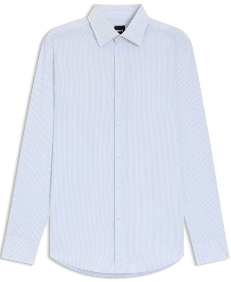 Men's Striped Performance-Stretch Slim-Fit Dress Shirt