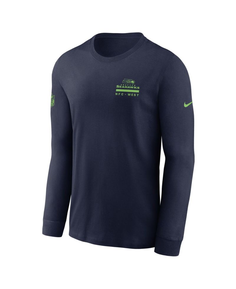 Men's College Navy Seattle Seahawks Sideline Performance Long Sleeve T-Shirt