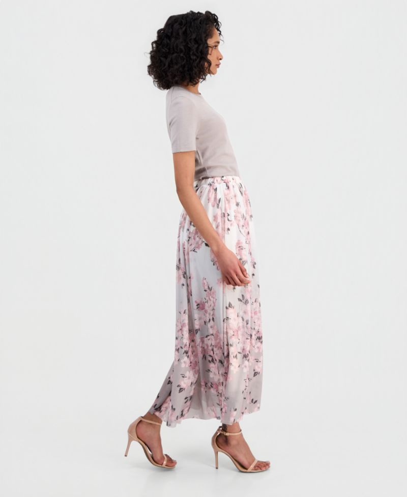 Women's Mesh Pull-On Floral Maxi Skirt