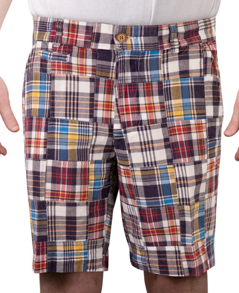 Men's Acid Wash Madras 9" Shorts