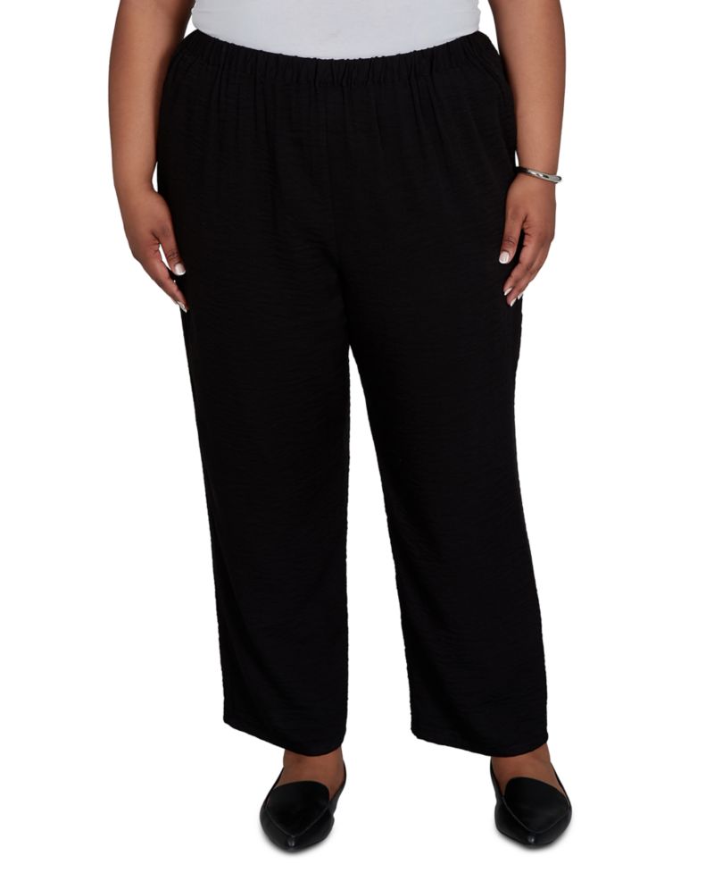 Plus Size Travel Advisory Pull-On Ankle Crinkle-Texture Pants
