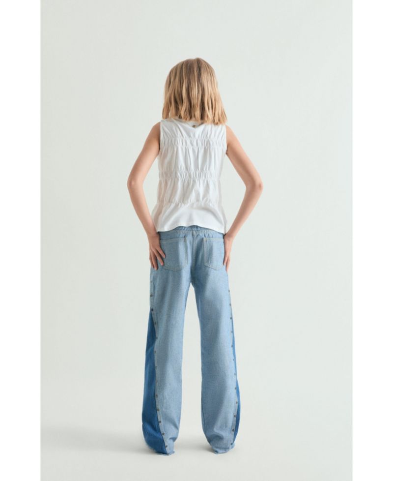 Girl's 4T - 16 Wide Leg Bicolor Denim Pants