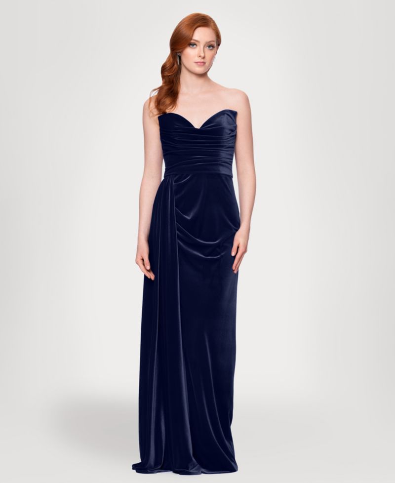 Juniors' Strapless Velvet Dress