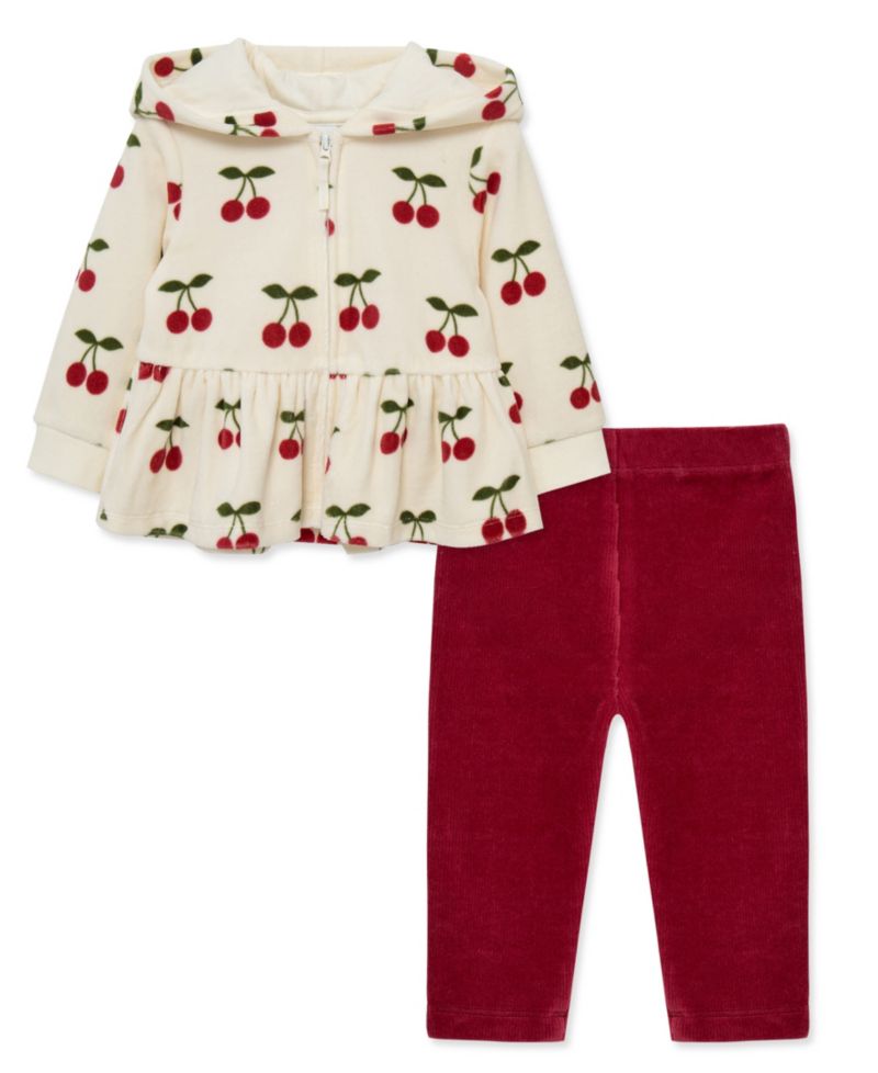 Baby Girls' Cherry Print Hoodie and Pants, 2-Piece Set