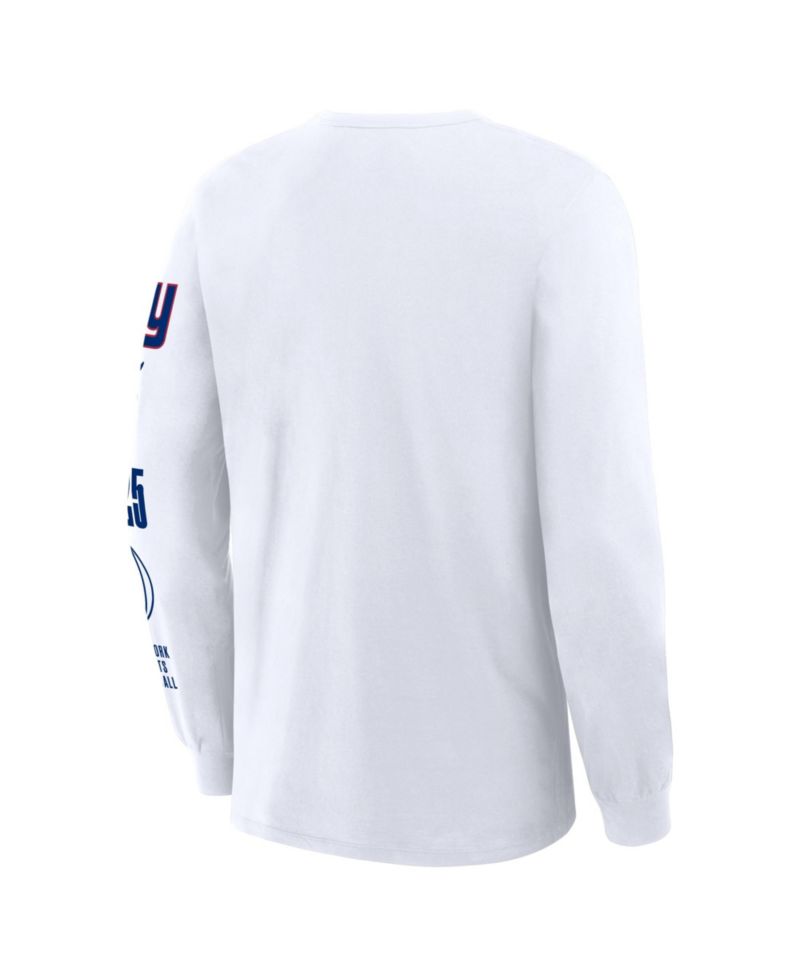 Men's White New York Giants Checkdown Pass Long Sleeve T-Shirt