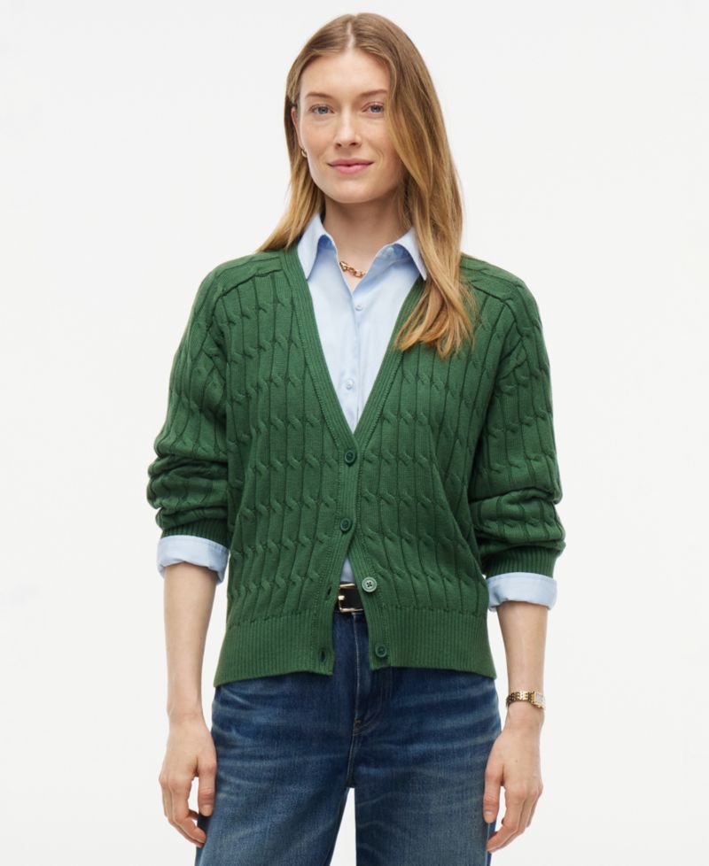 Women's Oversized Cable-Knit V-Neck Cardigan