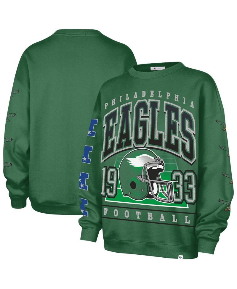 Women's Kelly Green Philadelphia Eagles Go Big Oversized Pullover Sweatshirt