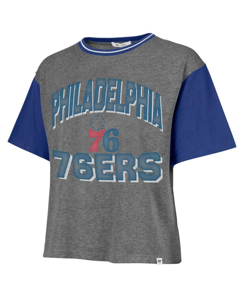 Women's Gray Philadelphia 76ers Rise Clubhouse Ziggy Color Block T-Shirt