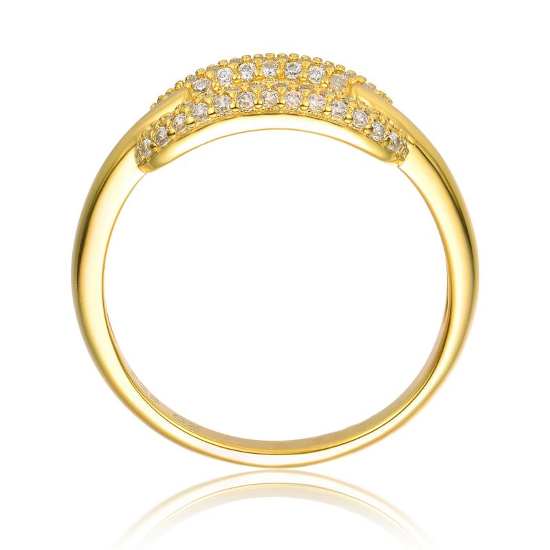 Modern 14K Gold Plated Cubic Zirconia Pave 2-Row Link Ring
