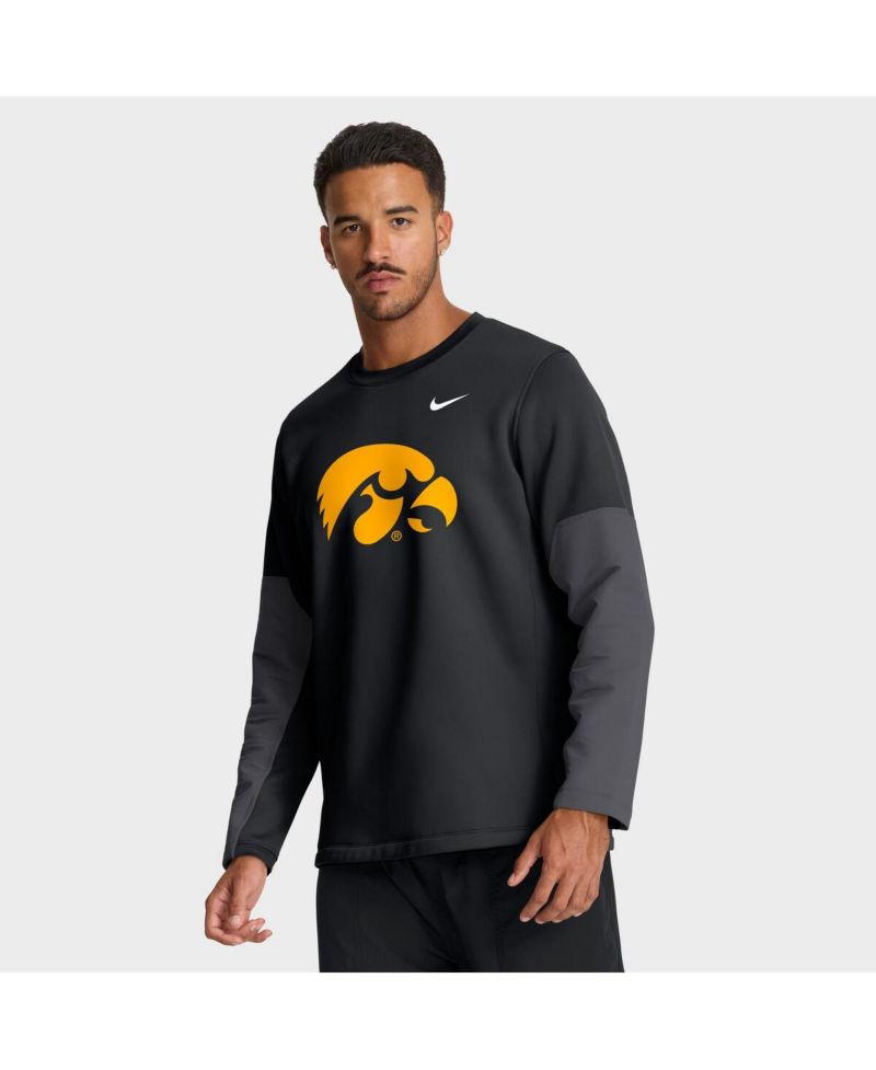 Men's Black Iowa Hawkeyes 2025 Sideline Coach Performance Long Sleeve T-Shirt