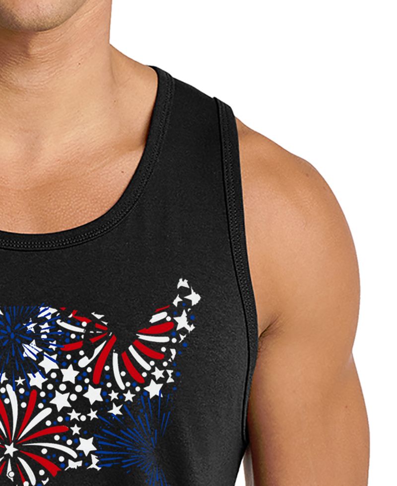 Men's USA Fireworks Map Graphic Tank Top