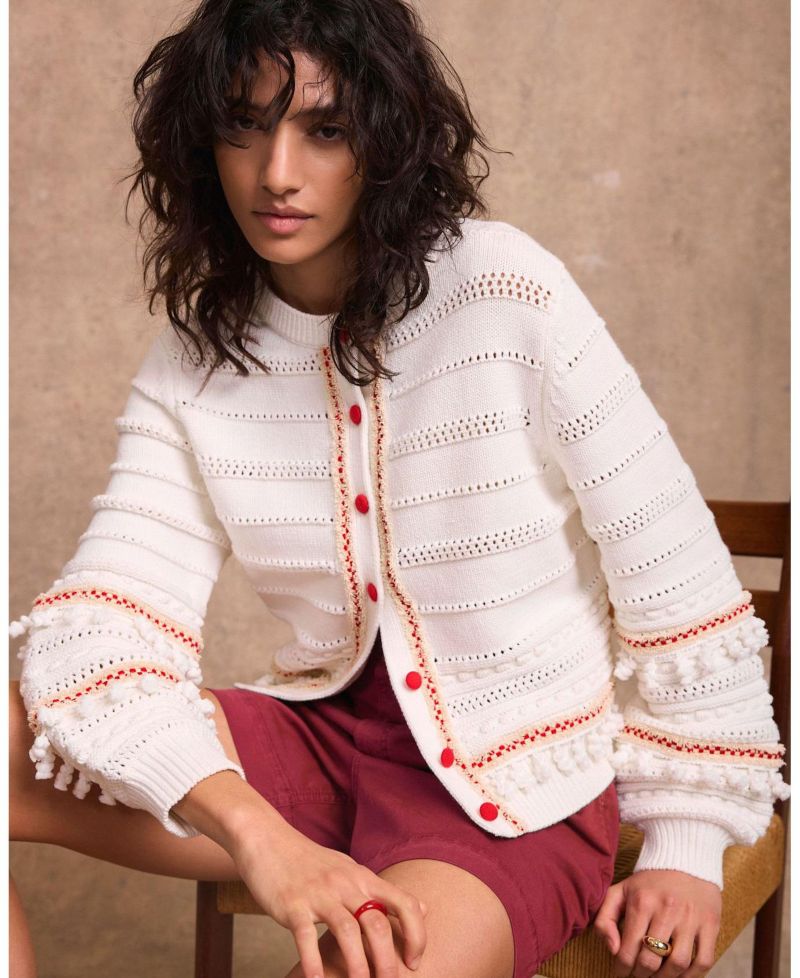 Women's Cotton Blend Tassel Cardigan