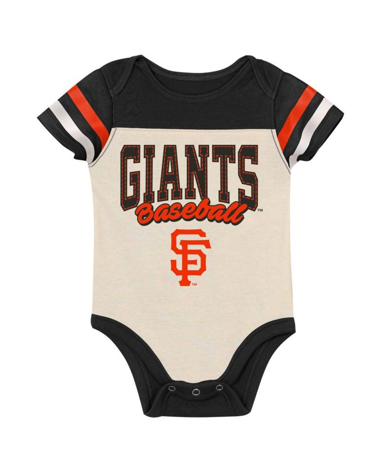 Baby Boys and Girls Black 3-Piece San Francisco Giants Up One Bodysuit and Bib Booties Set