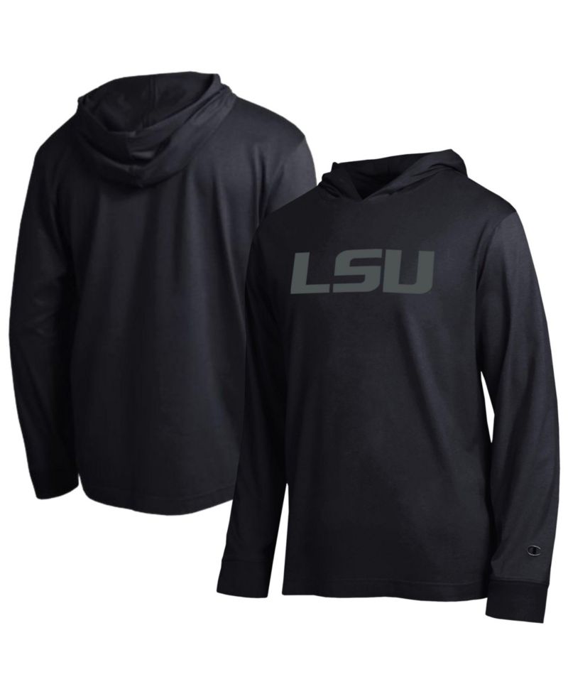 Men's Black LSU Tigers Tonal All-Star Long Sleeve Hooded T-Shirt