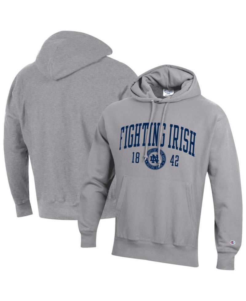 Men's Heather Gray Notre Dame Fighting Irish Established Reverse Weave Hoodie